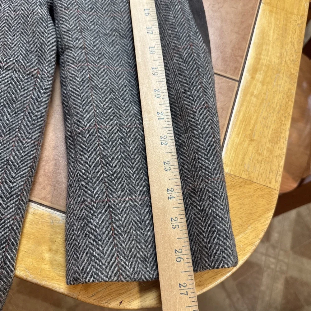 Joe Joseph Abboud Tweed Gray Herringbone Wool Blazer Jacket Sz 44R Elbow Pads